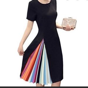 Black dress with rainbow pleat